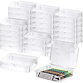BeapTcely 30 Pcs Plastic Crayon Box with Hinged Lid Clear Storage Containers Crayon Case for School Classroom Supplies (Clear)