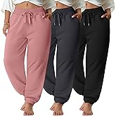 Oakgarden 3 Pack Women's Plus Size Sweatpants Joggers Tapered Elastic Waist with Pockets Workout Athletic Lounge Yoga Pants