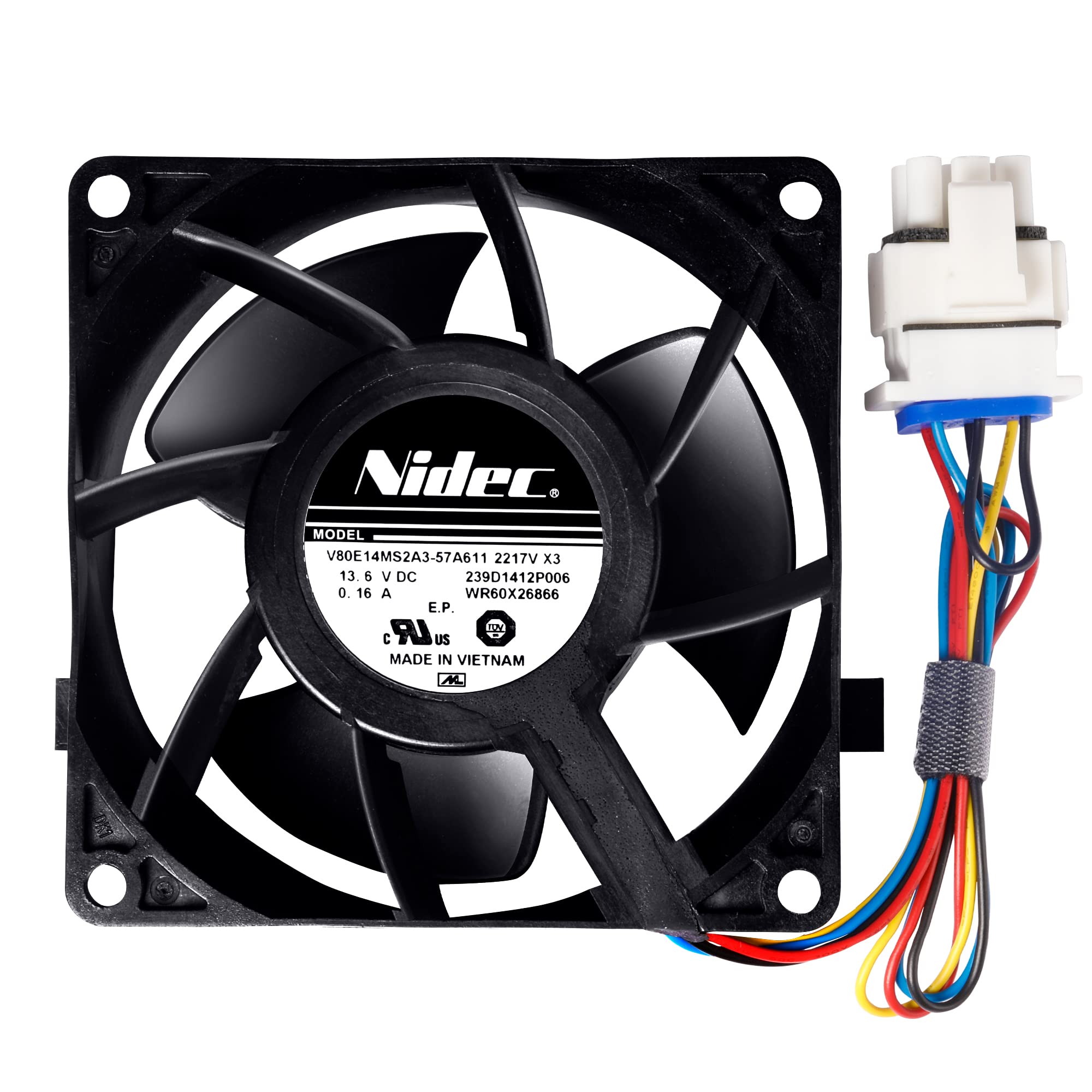 Photo 1 of Upgraded WR60X26866 Refrigerator Evaporator Fan Motor (OEM), Compatible with ge Refrigerator, Replace V80E14MS2A3-57A611, WR60X10341, WR60X10356, WR60X10357, etc.