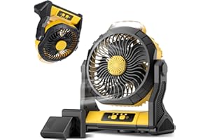 Geek Aire 20000mAh Detachable Battery Operated Portable Fan, Battery Powered Camping Fan, Outdoor Tent Fan with 4 Speeds, Light & Hook, 270°Rotation, Personal USB Table Fan for Travel HIking