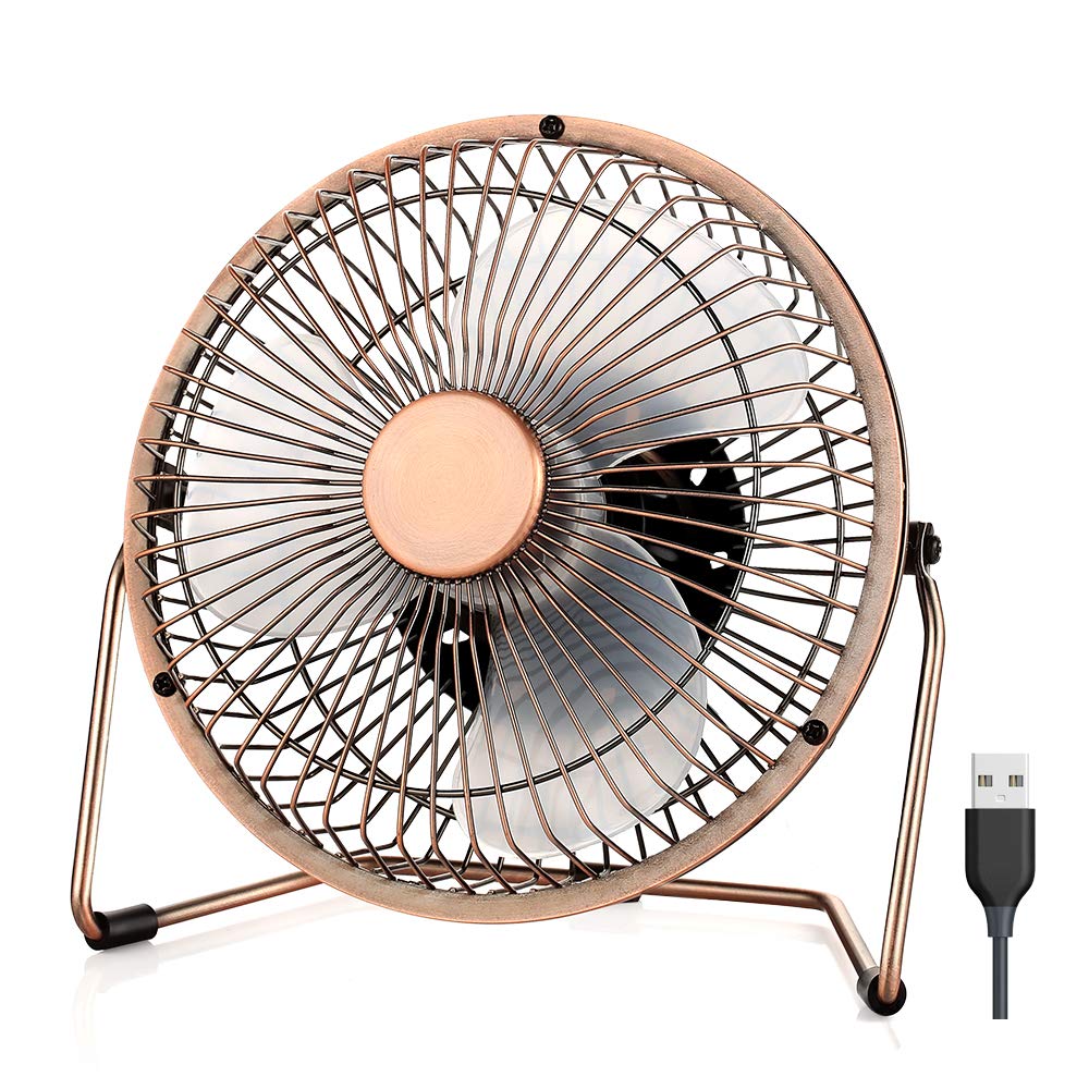 EasyAcc USB Desk Fan 8 Inch Desktop Silent Fan Air Circulator 2 Speeds 360° Rotation Brushless Motor Noiseless for Home and Office Laptop Notebook PC Desk Table Fan - Metal Brone — image 1