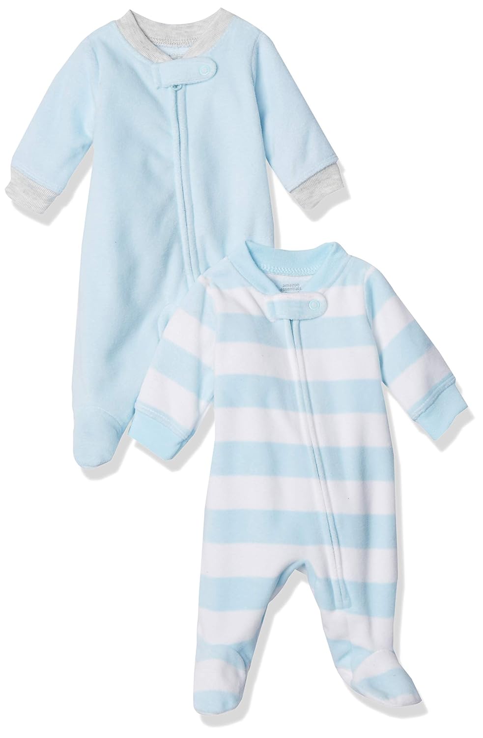 Amazon Essentials Baby Boys' Microfleece Footed ZipFront Sleep and