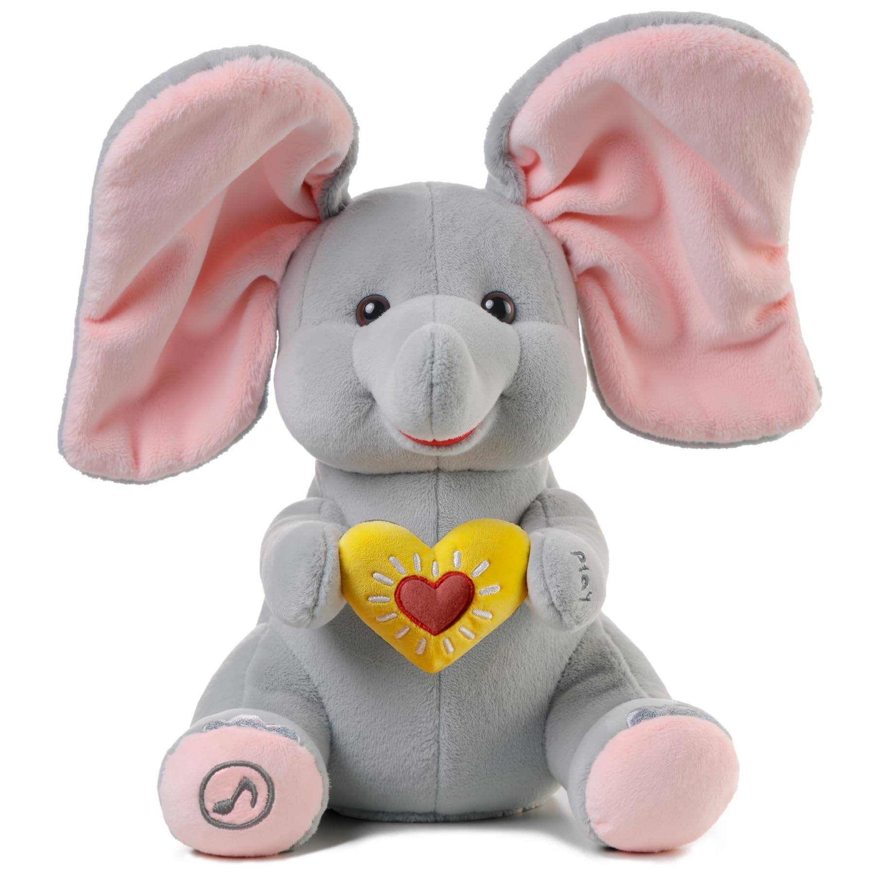 eJog Pup Peek a Boo Elephant, Interactive Elephant Toy, Singing Dancing Plush Animal, Gift for Toddlers, Kids, Boys, Girls