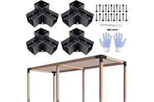 VoTwoofv Pergola Bracket kit 4x4,3-Way Right Angle Corner Bracket Woodworks Pergola kit for Wood Beam (Actual: 3.5" x3.5'') Outdoor Gazebos,Patio Pergolas,Log Cabins - 4Pack