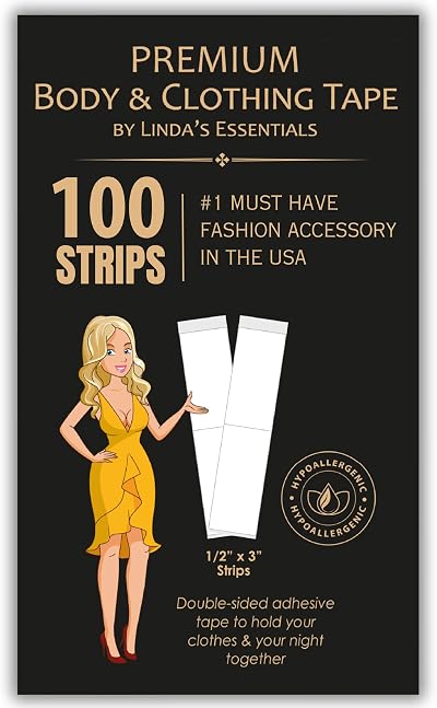Linda's Essentials Double Sided Body Tape 100 Pack - Extra Adhesive Tit Tape