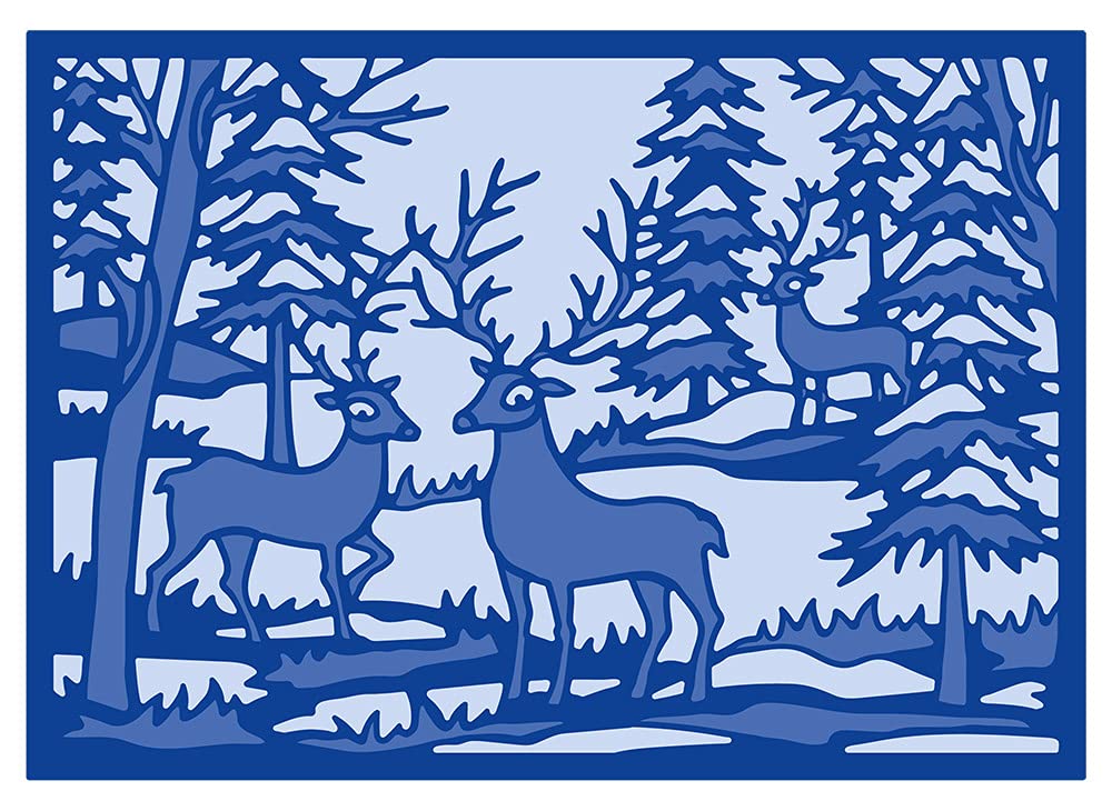 Gemini Christmas Big Scene Create A Card Metal Die Set - Winter Stags, Silver, One Size, GEM-MD-CAD-WINS