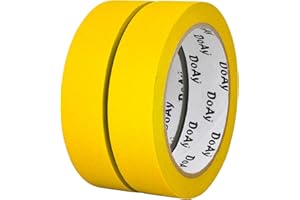 DOAY 2 Pack Yellow Painters Tape - Masking Tape 1 Inch Wide - Multi-Surface, Smart Adhesion, Indoor & Outdoor - 180FT Total - Paint Tape for DIY, Labeling, Art, Car, General Purpose (#3910)
