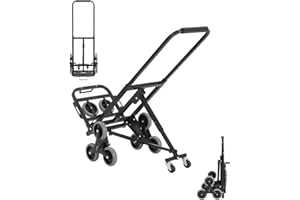 Heavy-Duty Folding Stair Climbing Cart – Black Hand Truck Dolly with Telescoping Handle for Warehouse, Office & Moving