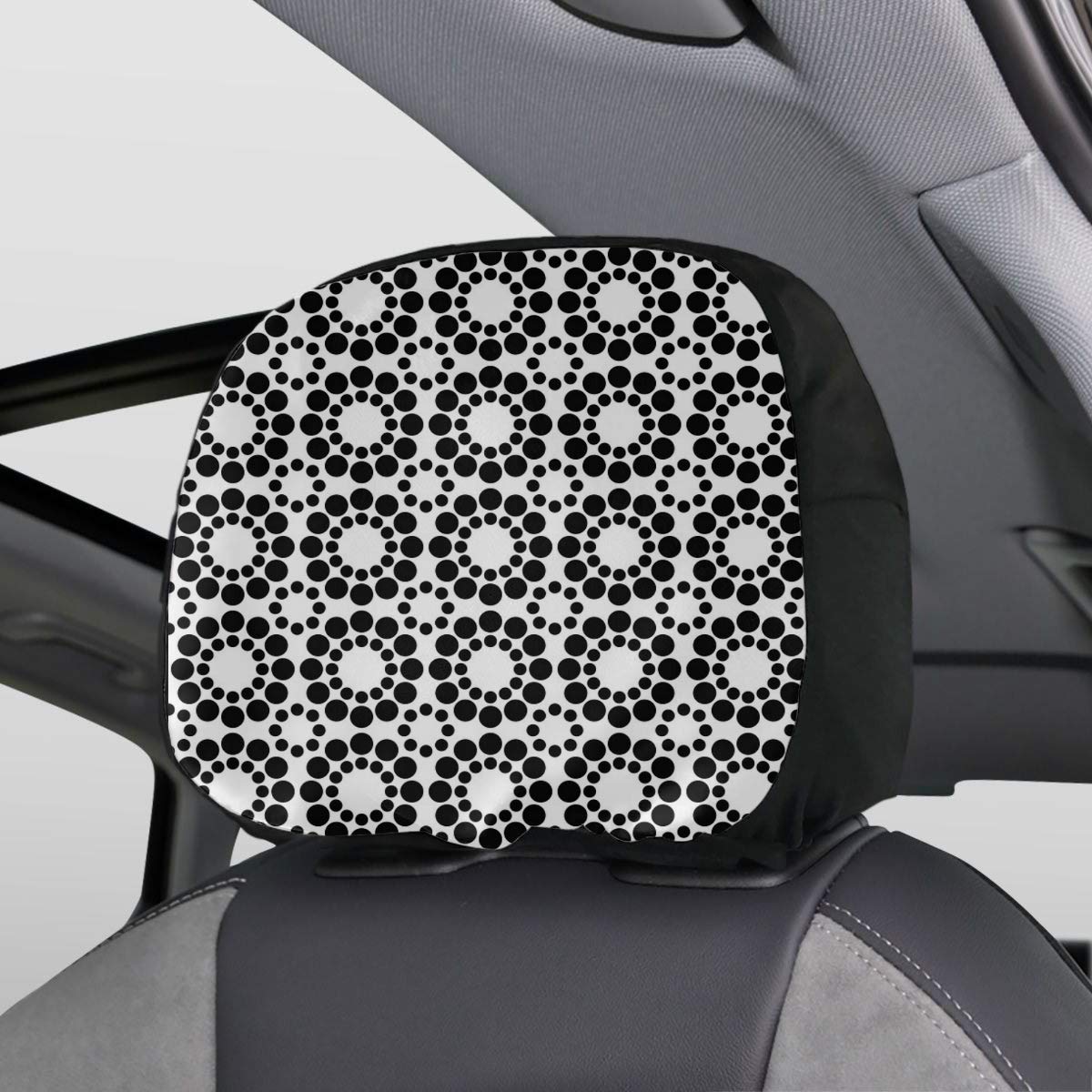 Car Headrest Cover Seamless Monochrome Black and White