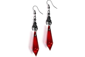 PARMA77 Gothic Vampire Earrings, Dark Bat Dangle Earrings Vampire Jewelry, Black and Red Gothic Earrings Crystal Gems, Goth Earring Vampires Accessories Jewelrys Halloween Goth Jewelry Gift for Women