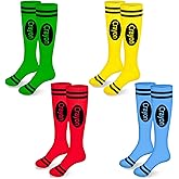 Gosodeny Halloween Crayon Socks Colorful Striped Stockings Socks for Adults Halloween Women Costume Accessory Cosplay Party