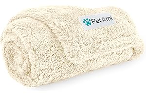 PetAmi Fluffy Waterproof Dog Blanket for Small Medium Dogs, Soft Warm Pet Sherpa Throw Pee Proof Couch Cover, Reversible Cat Puppy Bed Blanket Sofa Protector, Plush Washable Pad (Beige Cream, 29x40)