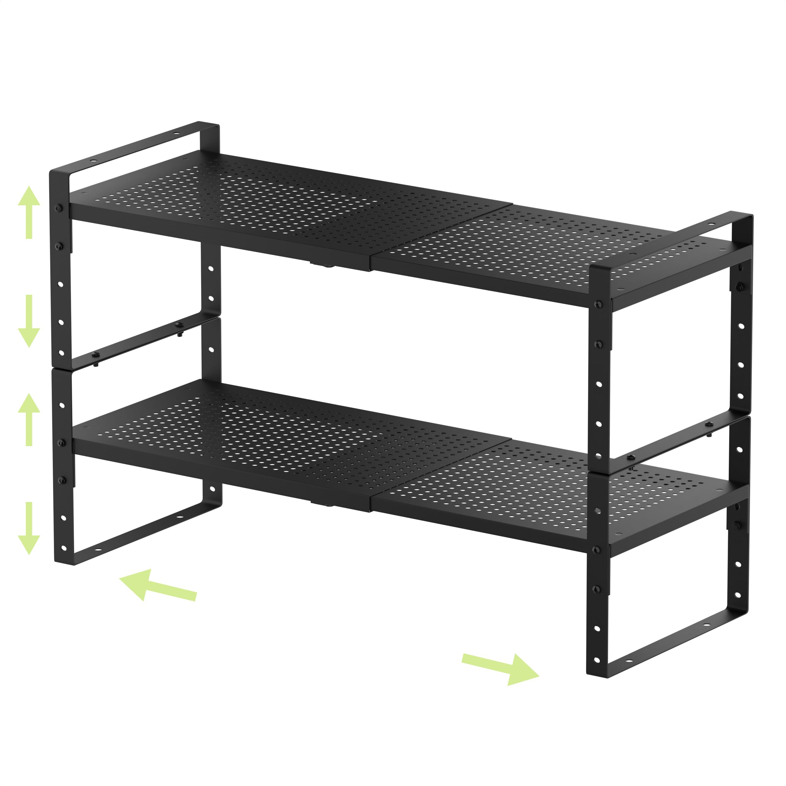 Photo 1 of Zilvando Expandable Shoe Rack Heavy-Duty Closet Organizer Adjustable Shelf Stackable Metal Framework for Entryway, Garage,RV,Pantry,Cabinet(Medium,2 Packs/Black)