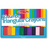 Melissa & Doug Jumbo Triangular Crayons - 10-Pack, Non-Roll, Flip-Top Case