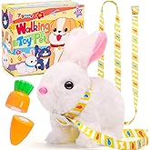 Tagitary Plush Toys Electronic Toy with Sounds,Wiggling Ears,Twitching Mouth and Nose, Interactive Rabbit Toy for Kids with Leash,Easter Christmas Birthday Gift for Toddlers Kids