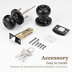 Probrico (3 Pack) Black Round Entry Door Knobs with