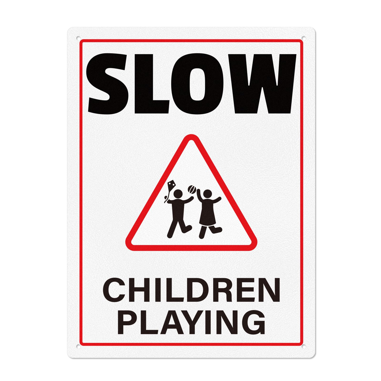 YIKIADA Slow Children Playing Sign 300 x 400 mm Aluminum Waterproof Traffic Safety Signage for Driveway Parking Office Warehouse School Yard Outdoor