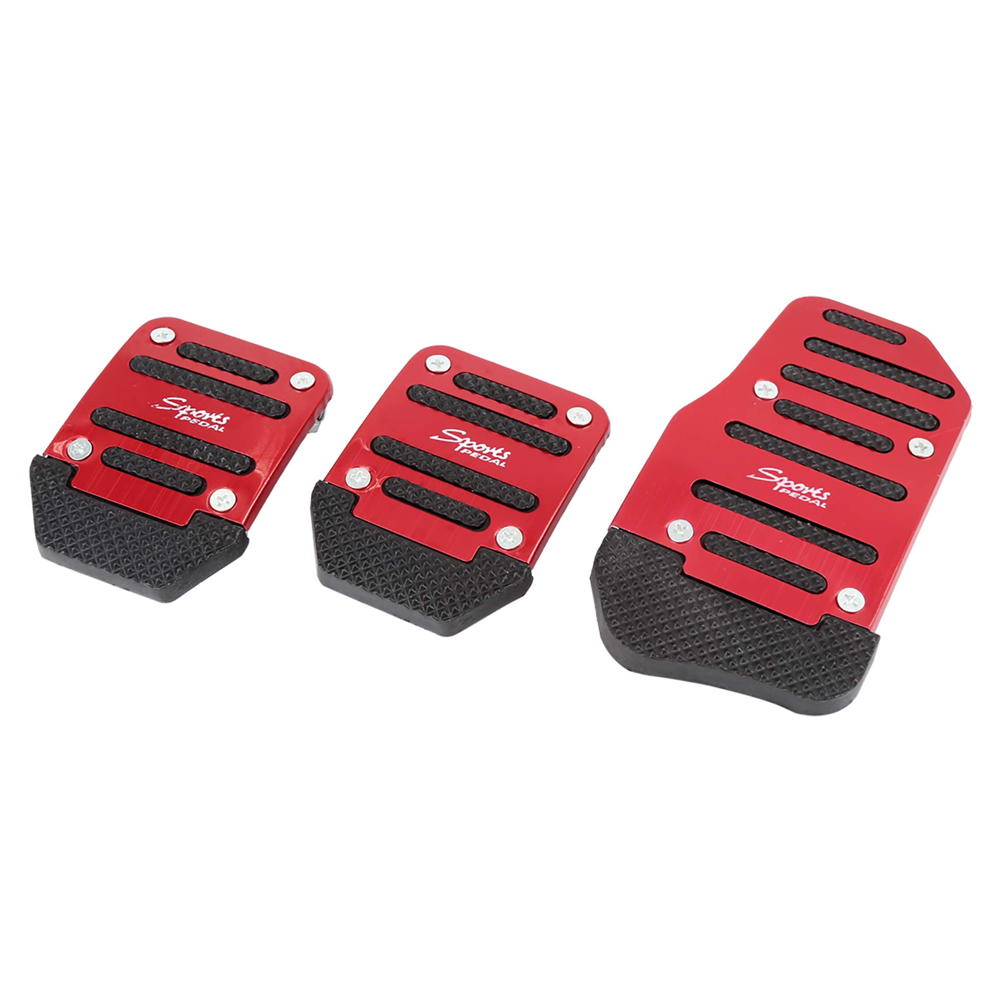 sourcingmap 3 in 1 Burgundy Nonslip Gas Clutch Brake Pedal Pad Covers for Car