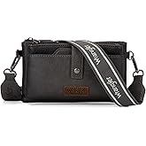 Wrangler Crossbody Wallet Purses Multi-function Card Holder Small Purse with Double Zipper