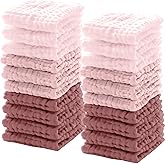 Breling 20 Pcs Baby Muslin Washcloth 12 x 12 Inch 100% Cotton Soft and Absorbent Muslin Washcloth Burp Cloth Wipe Newborn Face Towel for Baby Boy Girl Sensitive Skin(Pink, Bean Paste, Dark Pink)