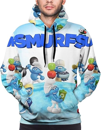 Amazon フード付きパーカー 人気の印刷メンズスマーフ イラスト パーカー ハロウィン ロングスリーブ ヒップホップ カジュアル おしゃれ ステッチング フード付き トップス春 秋 冬 トレーナー パーカー 通販