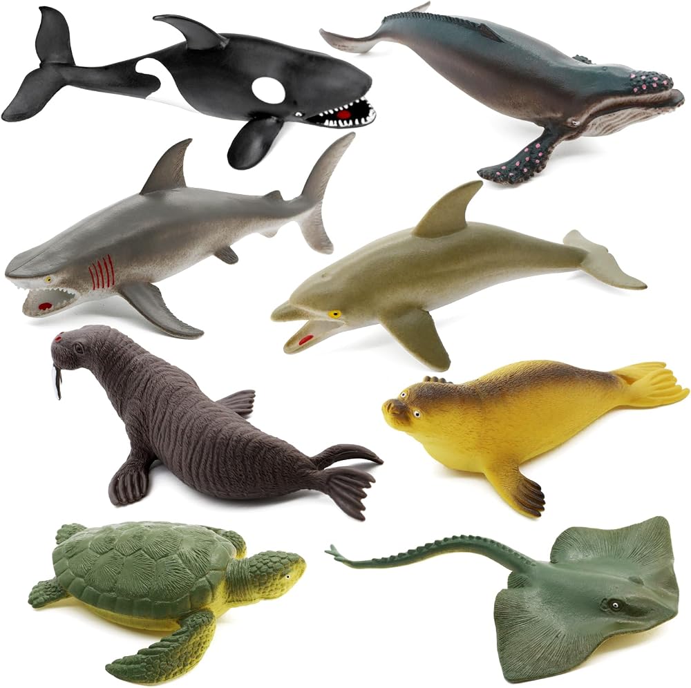 Fun Gift Sea Animal Toy Set 8 pcs Ocean Figures for Kids Realistic