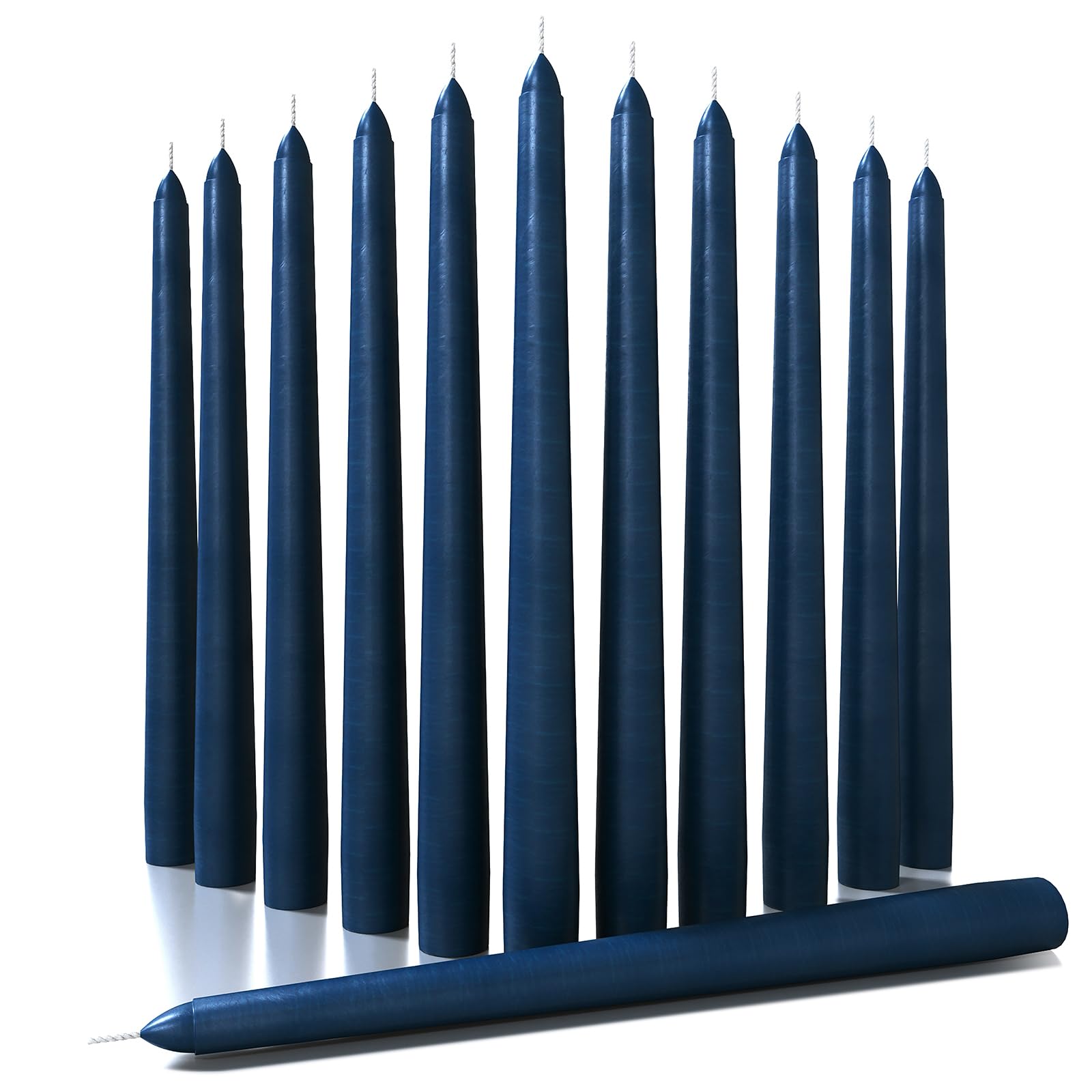CANDWAX 30 cm Taper Candles Set of 12 - Dripless and Smokeless Candle Unscented - Slow Burning Candle Sticks Ideal as Dinner Candles – Dark Blue Candles