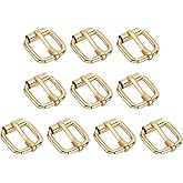 PATIKIL Metal Roller Buckle, 10Pcs 0.55 Inch (14mm) Belts Hardware Multi-Purpose Pin Buckles for Bags Leather Belt Strap DIY Crafts Dog Leash, Light Gold