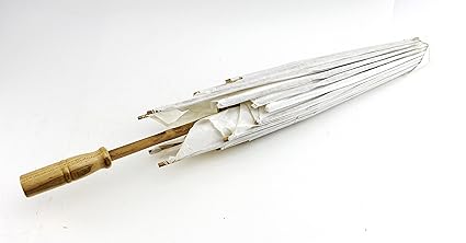 We pay your sales tax White 23 Inch Square Wood Bamboo Parasol Umbrella Backyard Decoration Gift (D13386)