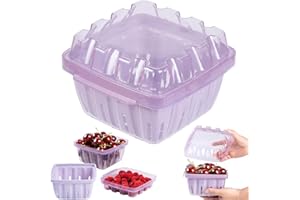CUISITOOL Berry Basket and Colander, 3-in-1 Berry Keeper Box, 1 Quart Vented Plastic Berry Containers for Fridge to Keep Food Fresh for Strawberry Blueberry Raspberry, for Farmer Market Grocery