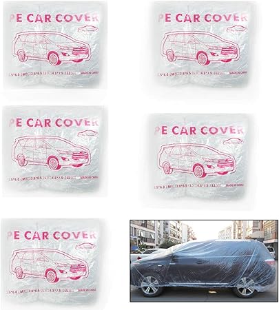 Amazon Sudeg クリアプラスチック車カバー ゴムバンド付き 使い捨て車カバー 自動車カバー 防水 全天候型 車のダストカバー 雨の日の フル外側カバー Pe 4 8m 幅 X7 5m 長さ カーアクセサリ 車 バイク