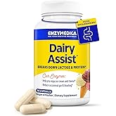 Enzymedica DairyAssist, 2-in-1 Digestive Enzymes for Dairy, Lactose and Casein Digestion, Fast-Acting Formula for Gas and Bloating Relief, 30 Capsules