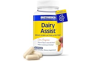 Enzymedica DairyAssist, 2-in-1 Digestive Enzymes for Dairy, Lactose and Casein Digestion, Fast-Acting Formula for Gas and Bloating Relief, 30 Capsules