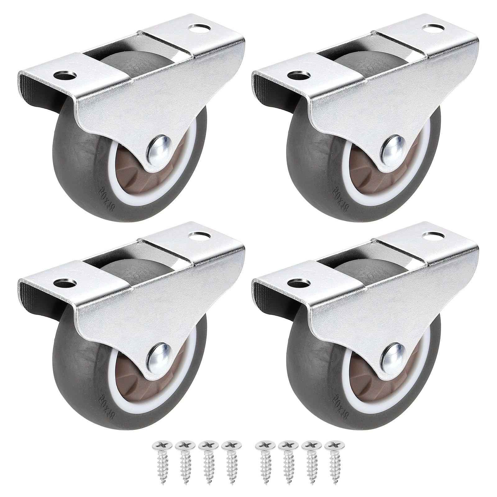 Photo 1 of PATIKIL 2" Rigid Fixed Caster Wheels, 4 Pack Silent Plate Casters with M4 Screws Total Load Capacity 132 Lbs for Furniture Workbench Cart Trolley One Direction Rolling, Brown