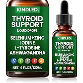 Kindled Thyroid Support Drops, Selenium Thyroid Support, Selenium Zinc Iodine L-Tyrosine Ashwagandha Liquid, Thyroid Bloom Drops | Body Balance &amp; Support - 4 FL.OZ (1)