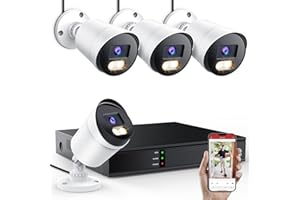 EZFIX Wired Security Camera System, H.265+ 8CH Surveillance DVR with 4 x 1080p HD Outdoor CCTV Camera IP66 Weatherproof for Home Security, 100ft Night Vision, Remote Access, Motion Alerts (No HDD)