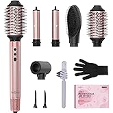 Brightup 5 in 1 Air Styler, 1400W High Speed Hair Dryer Brush, Professional Automatic Hair Curler with Cool Shot Button, 800 Million Ionic, No Heat Damage, with Travel Bag
