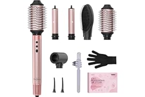 Brightup Air Wrap Hair Styler, 5 in 1 High Speed Hair Dryer Brush, Professional Automatic Hair Curler with Cool Shot Button, 800 Million Ionic, No Heat Damage, with Travel Bag