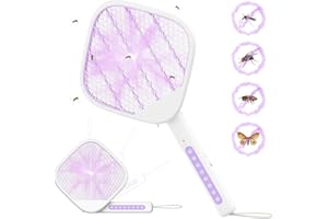 EVERSEE Electric Fly Swatter Racket Fly Zapper - Powerful 4000V Mosquito Zapper Racket & Night Bug Zapper 2 Modes, Foldable Hanging Standing Handheld Rechargeable Fly Killer, 3-Layer Safe for Humans Pets