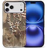 NONMY for iPhone 17 Pro Max Case,Hybrid 2 Layer Hard Shell Silicone Protective Case - American Flag Forest Deer - Scratch Resistant Shockproof Cover