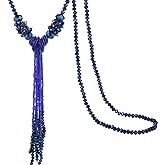 BaubleStar Multi-color Crystal Beads Strand Knot Long Beaded Tassel Necklace for Women