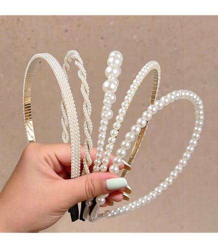 Amazon.com : Cuizhiyu 5PK White Pearl Headbands for Women  display picture 1