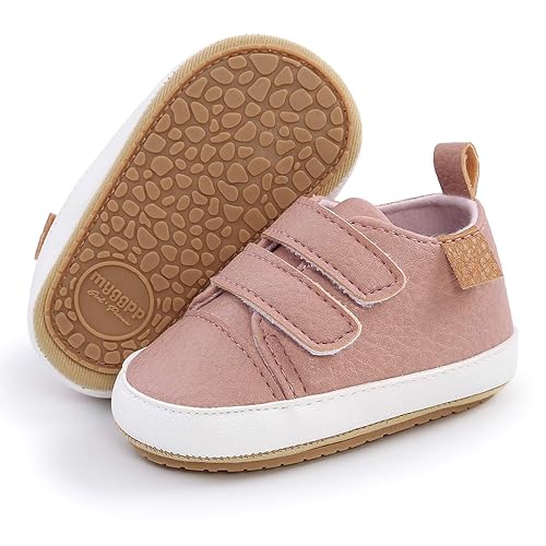 SOFMUO Baby Boys Girls High Top Ankle Leather Sneakers Soft Rubber