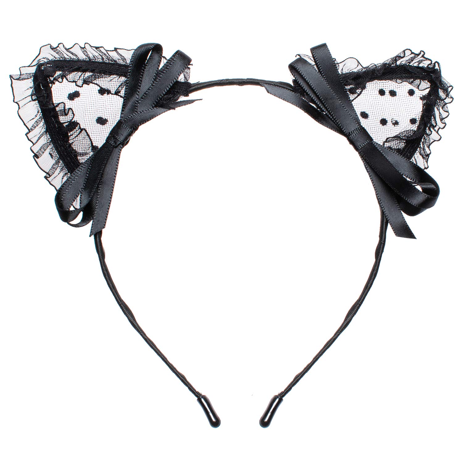 Photo 1 of Sweet Lace Cat Ears Masquerade Party Cosplay Fashion Headband for Women Girls(black)