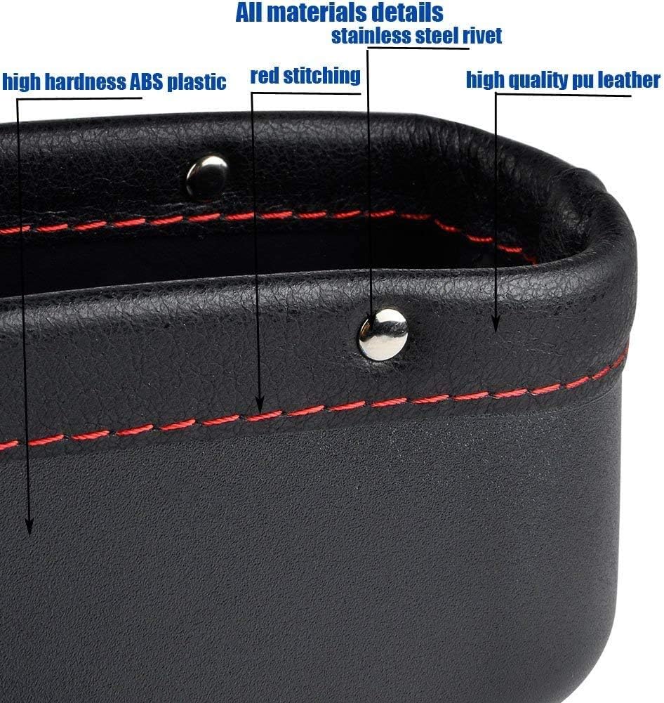 Car Seat Pockets PU Leather Car Console Side Organizer Seat Gap Filler Catch Caddy with Non-Slip Mat 9.2x6.5x2.1 inch Black（2 Pack） Powertiger: Automotive