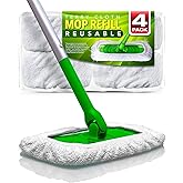 VanDuck Reusable 100% Cotton Mop Pads for Swiffer Sweeper (4-Pack) | Mop not included, reusable terry cloth mop covers, cotton replacement refills, machine washable wet mopping pads