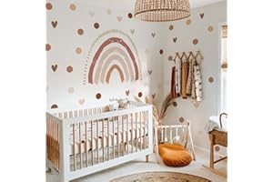 funlife Large Boho Rainbow Wall Decals Peel and Stick, Self Adhesive Boho Polka Dot Wall Decal Hearts Wall Sticker for Girls 