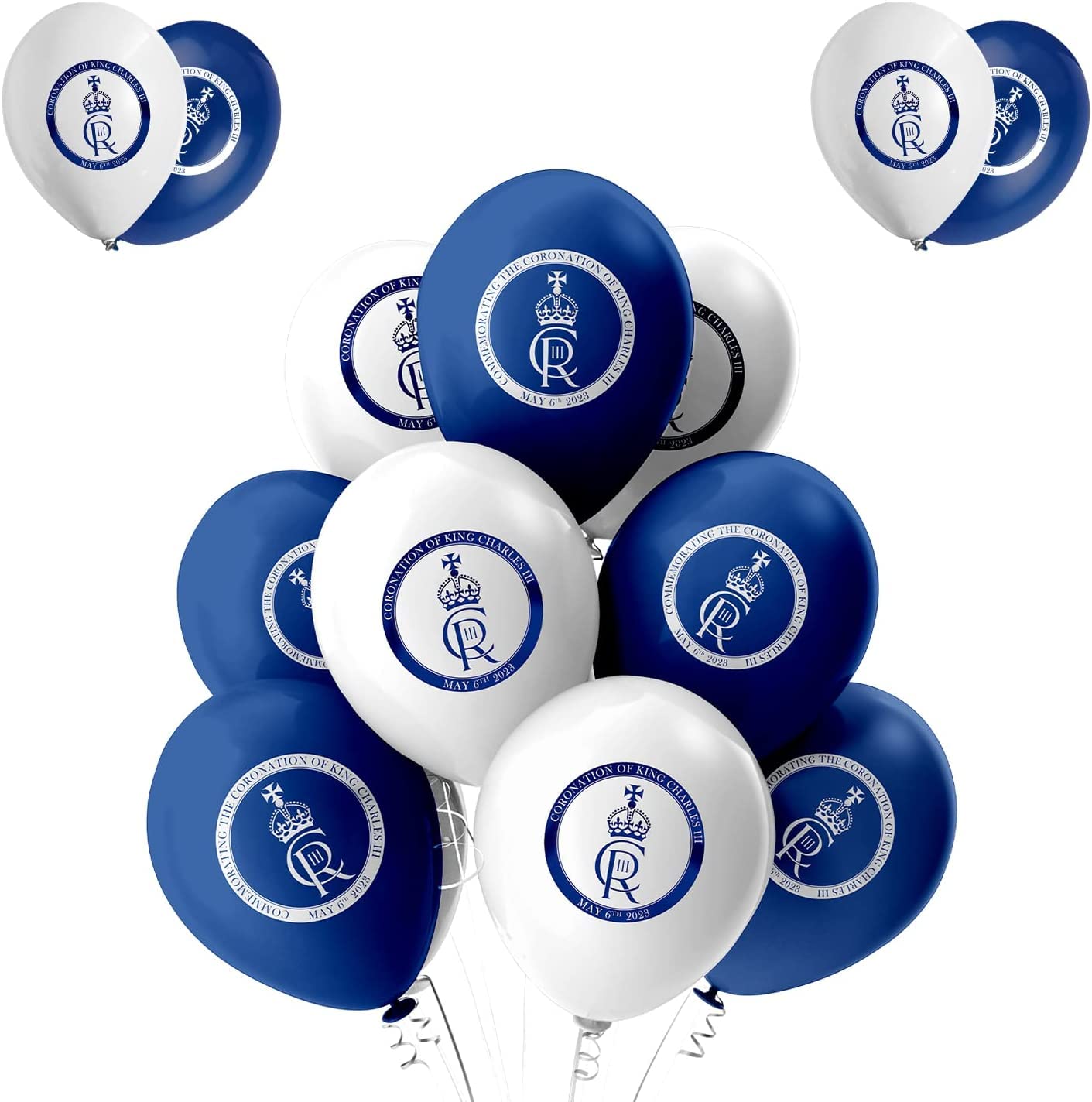40Pcs Balloons Navy Blue and White 12" Latex New King Charles III British Monarch Coronation Celebration Great Britain Royal British Street Party Decorations