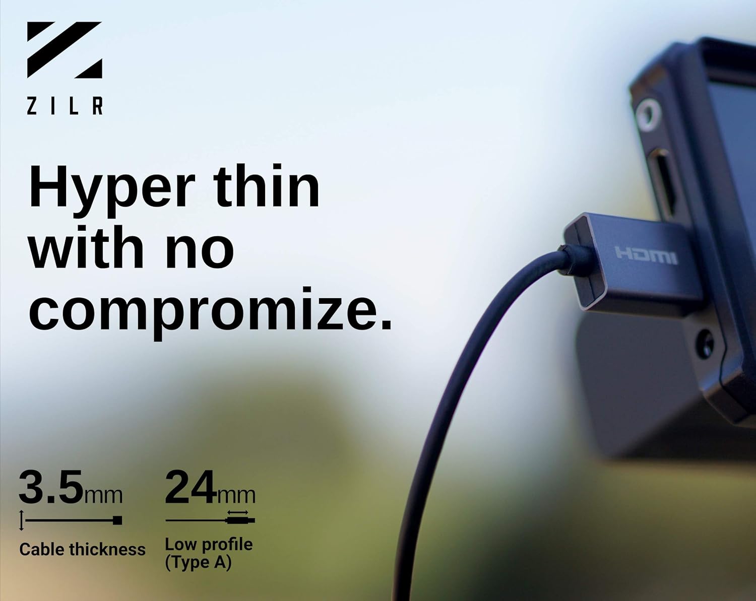 ZILR Hyper thin flexible 1m HDMI 2.0 4kp60 HDR Professional Video cable Full (type A) to Full (type A), Black - Image 5