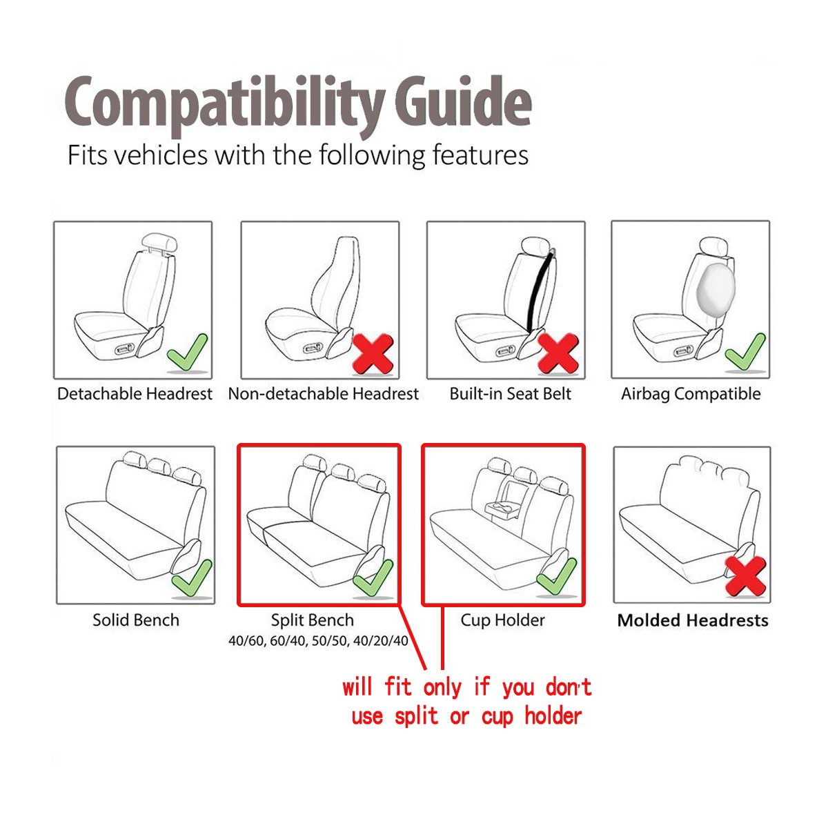 Full Car Seat Cover Universal Cover Breathable Durable Practical Car Seat Protector Cover Detachable Headrests and Solid Bench Black & Blue